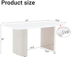 White Oval Dining Table, 67'' Dining Room Table for 4-8 People, Modern Oval Kitchen Table with White Faux Marble Tabletop and Ripple Base, Table Only