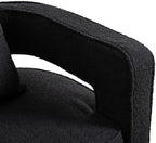 Swivel Accent Chair, Modern Swivel Barrel Chair for Living Room, 360 Degree Comfy Square Accent Chair with Open Back, Upholstered Armchair for Bedroom,Reading, Boucle, Black