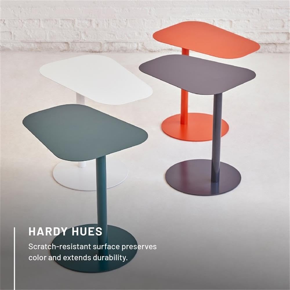 Pemberly Row Modern Metal End Table, 20 in H x 19.75 in W, C-Shaped Space-Saving Design, Durable Steel Construction, Powder Coat Blue Finish, Compact Side Table for Living Room, Bedroom, or Small