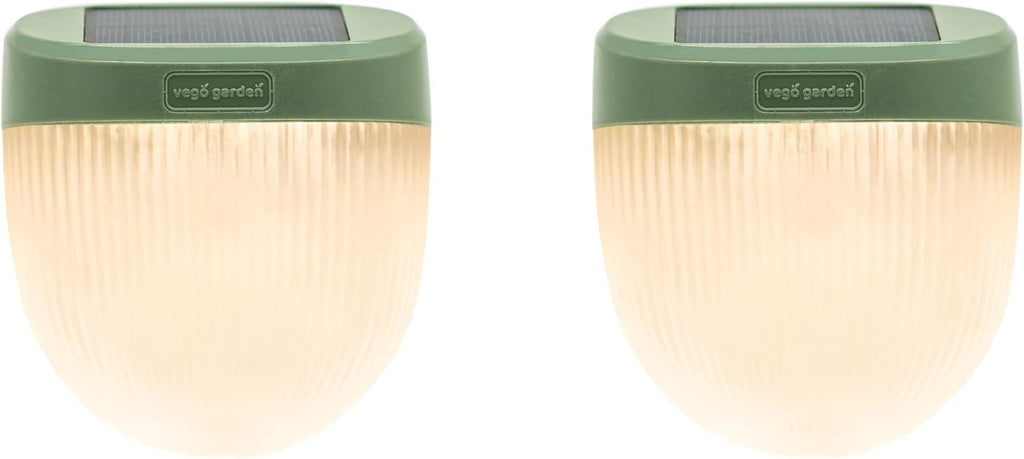 Vego garden Rippled Solar Garden Lights with Auto Sensors Magnetize Securely to Raised Beds, IPX4 Waterproof Outdoor LED Light for Patio & Yard Olive Green, 2 Pack