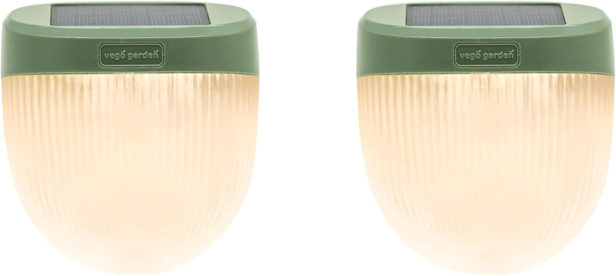 Vego garden Rippled Solar Garden Lights with Auto Sensors Magnetize Securely to Raised Beds, IPX4 Waterproof Outdoor LED Light for Patio & Yard Olive Green, 2 Pack