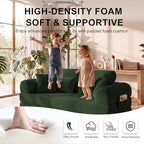 79" Convertible Futon Sofa Bed,High Back Couch for Living Room | 5-in-1 Corduroy Loveseat Sleeper, Futon Couch with Ergonomic Support & Side Storage Pocket, No Assembly,Olive Green