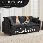 SoarFlash 149.61" Chenille U Shaped Modular Sofa with Ottoman,Black