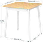 HOOBRO Bamboo Dining Table, Square Dining Table for 2, 27.6" Kitchen Table for Small Space, Writing Table, Easy to Assemble, for Dining Room, Living Room, Office, Kitchen, Natural and White YW70CZ01G1