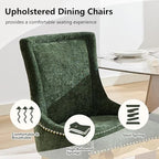 Olive Green Upholstered Dining Chairs Set of 6, Gold Stainless Steel Legs | High back; nailhead trim; modern style; 400 lb capacity dining chairs for Kitchen; easy assembly;accent kitchen chairs