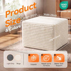 23in Square Pouf Ottoman, Large Corduroy Ottoman Foot Rest with Solid High-Density Foam, Removable Washable Cover, Soft Floor Foot Stool for Living Room, Bedroom, Beige