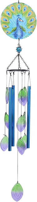 MUMTOP Wind Chimes for Outside-Glass Peacock Wind Chime - Deep Tone Windchimes Outdoors Unique for Patio,Garden,Yard,Home,Tree Decor