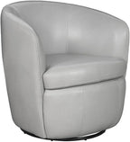 Pemberly Set of 2 Steamboat Ice All Italian Leather Swivel Club Chair