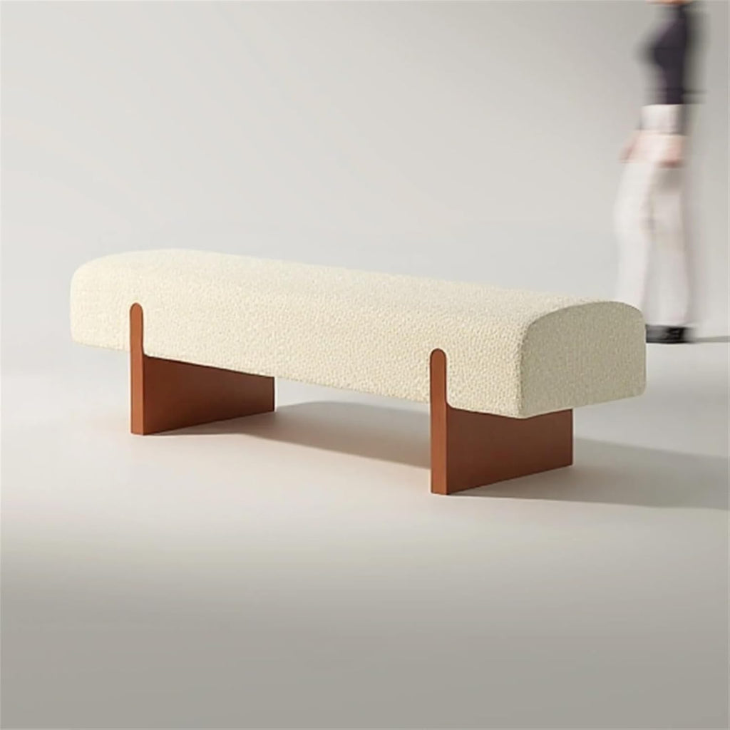 Modern Wooden Bed end Bench Dining Table Upholstered Shoe Changing Dressing Room Rest Area Entryway(Large)
