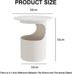 Bedside/Sofa Side Table – Micro-crystalline Stone Small Round Table for Living Room (Corner Table)