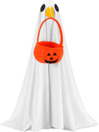 Abbylike Halloween Porch Goose Outfit Ghost Goose Outfit Fall Halloween Geese Costume Clothes with Pumpkin Bag for 23'' Cement Plastic Duck Yard Lawn Statue Decorations
