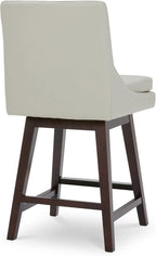 CHITA 26.8" Modern Swivel Counter Barstools, Creamy Grey Faux Leather, Set of 4