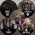Stupa Solid Wood End Table – 22" Tall Round Side Table for Living Room or Bedroom, Handcrafted Accent Table in Distressed Black Finish, Easy Assembly, Modern Minimalist Design for Small Spaces