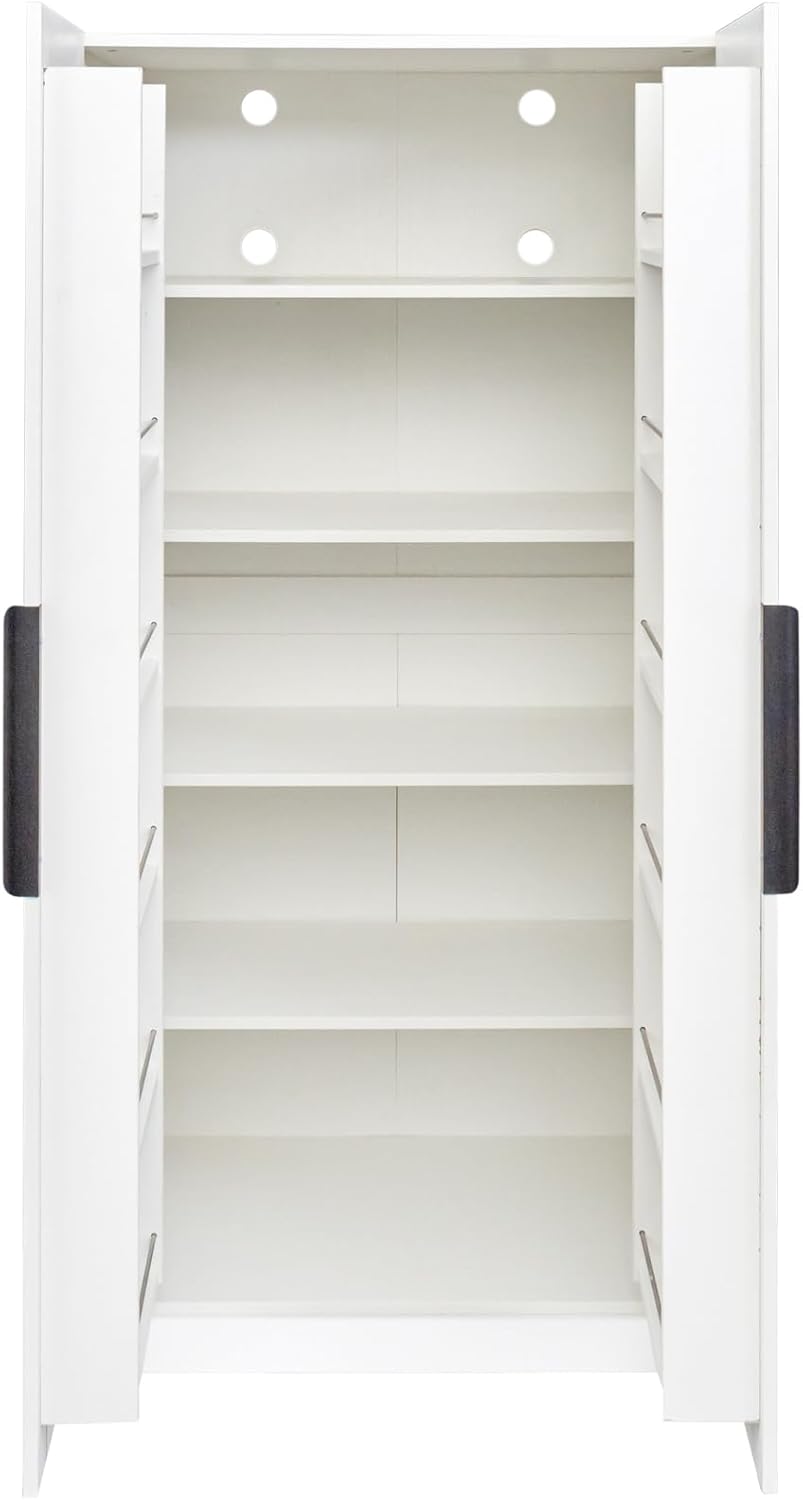 RuiSiSi 63" Tall Kitchen Pantry, Kitchen Pantry Storage Cabinet, White Freestanding Buffet Cupboards Sideboard with Doors & Shelves, Buffet Storage Cabinet for Kitchen Living Room Dinning Room