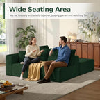 MoonSpeak 107" Sectional Couches for Living Room.Deep Seat Corduroy L Shaped Modular Sofa.Cloud Sectional Sofa.Upholstered Couches with Oversized Chaise(Green,Right Chaise)