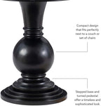 Pemberly Row Set of 2 Round Wood Accent Tables with Pedestal Base in Jet Black