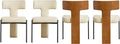 GrandNoor Beige Dining Chairs Set of 4,Faux Leather Dining Chairs with Soft Cushion,Comfortable Upholstered Armless Dining Room Chairs with Curved Plywood Back