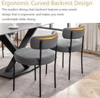 Cinxzar Grey Boucle Dining Chairs Set of 6, Upholstered Dining Room Chairs with Black Metal Legs, Modern Dining Chair for Dining Room, Kitchen