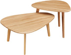 Nesting Coffee Table Set of 2-Mid Century Modern Coffee Table | Guitar Pick Stacking Tables with Solid Wood Legs,Small Coffee Tables for Small spaces,Living Room,Balcony