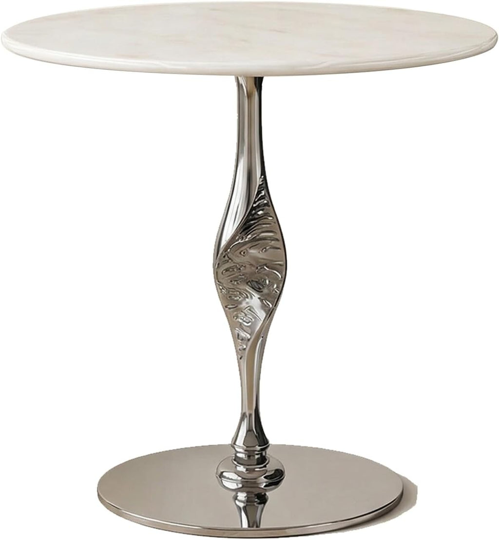 Marble Side Table/Small Round Table – Suitable for Living Room or Bedroom (as a Bedside Table)