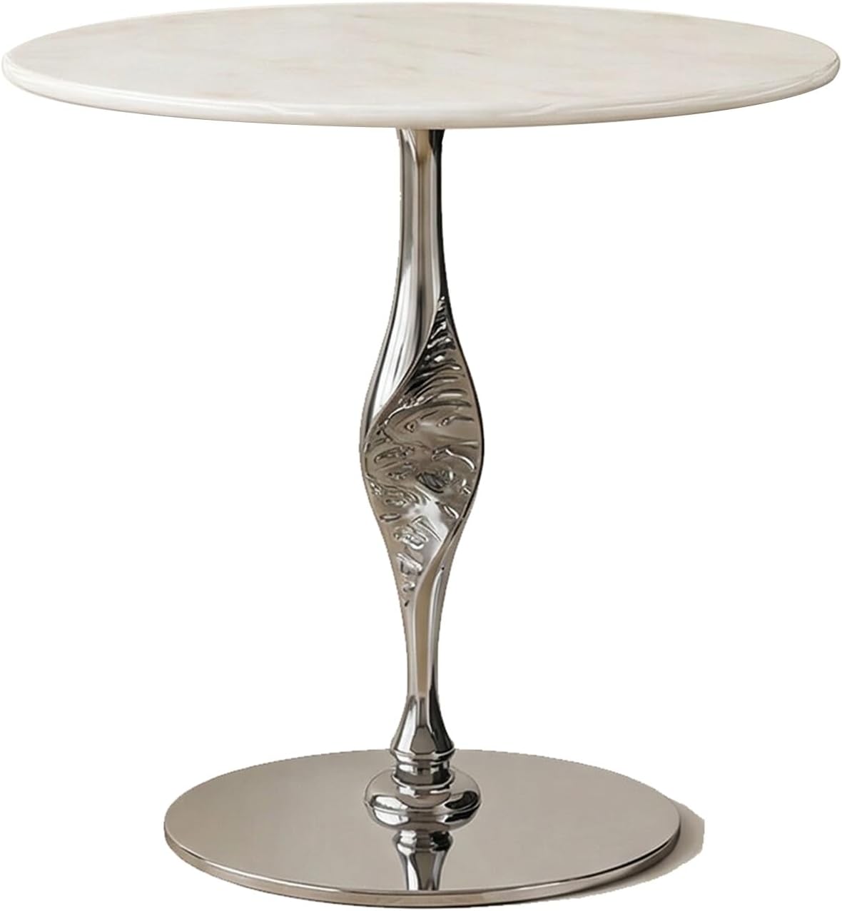Marble Side Table/Small Round Table – Suitable for Living Room or Bedroom (as a Bedside Table)