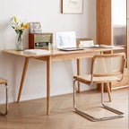 47’’-63’’ 100% Oak Extendable Dining Table, Solid Wood Folding Kitchen Table, Mid Century Modern Dinner Table for Kitchen, Apartment, Living Room (47''-63'' Natural)