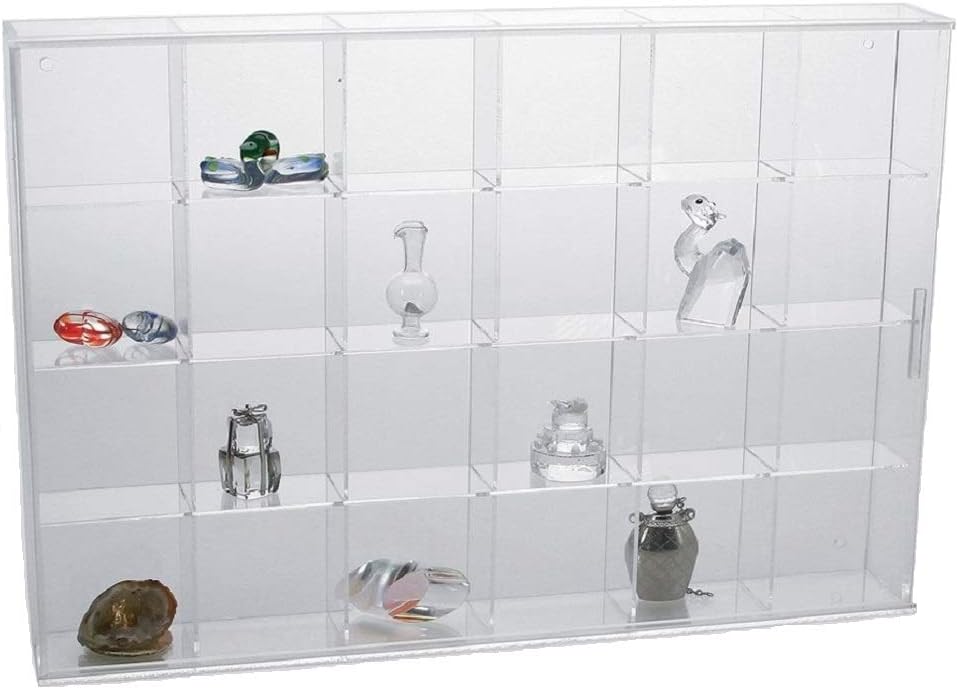 SAFE Rock Display Case-Acrylic Glass Curio w/24 Compartments