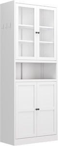 72" White Metal Kitchen Pantry Cabinet with Adjustable Shelves - Heavy Duty Stainless Steel Freestanding Storage for Kitchen, Pantry & Bathroom
