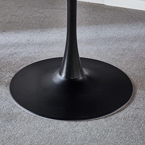 42" Tulip Table for 4-6 Persons Modern Round Dining Room Table, Mid-Century Modern Black Small Kitchen Table with MDF Wooden Top, Leisure Coffee Table for Living Room, Dining Room, Office