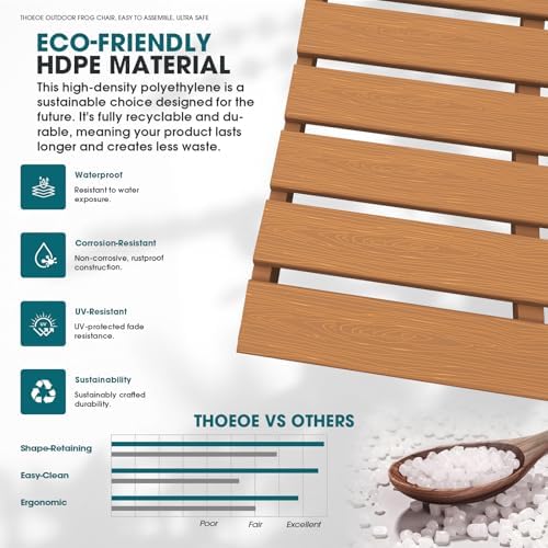 THOEOE Outdoor Rocking Chairs Set of 2, Oversized Patio Rocking Chair | HDPE Outdoor Rockers for Front Porch, Patio, Backyard, Balcony and Garden. All-Weather High Back Design, Wood
