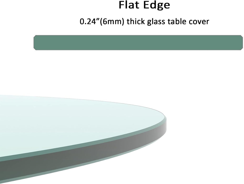 17" Round Tempered Glass Table Top, Clear Surface Flat Polished Edge for Furniture Protection Patio Dining Coffee End Tables (17 inch)