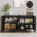 ONBRILL 60" Sideboard Buffet Cabinet with Adjustable Shelves Storage, Black
