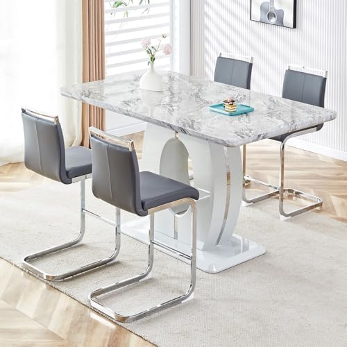 Counter Height Bar Stools Set of 4 - Grey Bar Stools for Kitchen Island,25'' Counter Stools with Leather Upholstered Seat,Metal Kitchen Island Chairs Ideal for Bar,Pub,Coffee Shop