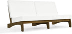 Outdoor Furniture Patio Couch, Weather Resistant 3-Seater Patio Sofa with Removable Cushion, Teak Wood Frame for Porch & Backyard Seating - Beige