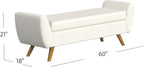 HomePop Modern Storage Bench with Wood Legs |Homepop Home Décor|Bench with Storage for Living Room & Bedroom - Cream Woven