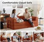 79" Convertible Sofa Bed, Couches for Living Room | Orange | Corduroy Futon Sofa Bed with Pocket Springs, Modular Sleeper Couch in a Box, No Assembly