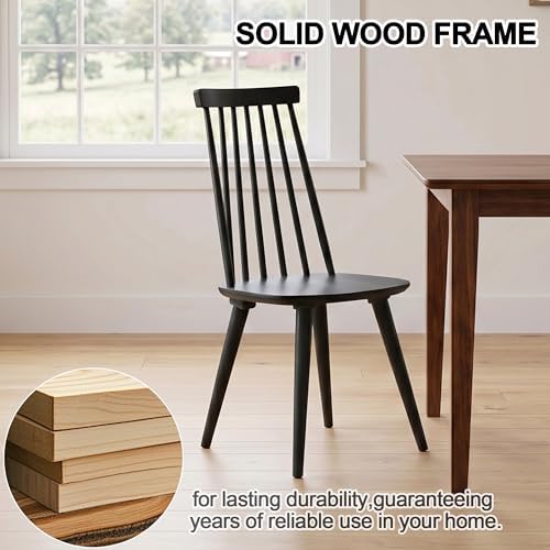 DUHOME Dining Chairs Set of 2 Wood Dining Room Chair Black Spindle Side Kitchen Room Country Farmhouse Chairs Black