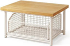 Desktop drawer-style storage rack with wooden top—suitable for kitchens, offices, and dormitories.