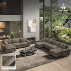 HERA'S HOUSE 158" Oversized Modular Sectional U Shaped Sofa,Chenille Ash | 6-Seater Living Room Couches, Wider Armrest and Deep Seat, Comfy Cloud Couch with Ottoman, Light Gray