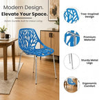 LeisureMod Asbury Modern Dining Chair, Blue, Polypropylene Seat | Chrome Legs, Comfortable Solid Back, Kitchen and Dining Room, Affordable Contemporary Seating