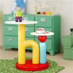 Round End Table with Double-Layer Tabletop, Cute HI-Shape Side Table, Colorful Bedside Table with Stable Base, Coffee Table for Living Room