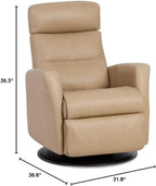 IMG Divani RG 325 Large Glider Relaxer Rocking Recliner Swivel Chair - Trend Sand Leather Manual Recline - Adjustable Headres