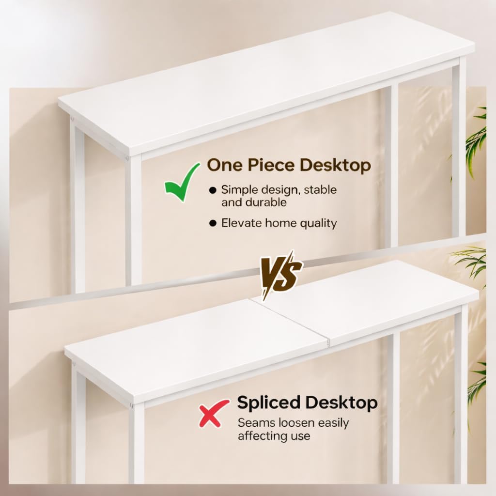 Narrow Entryway Console Table & Sofa Side Table - Industrial Hallway Table for Small Spaces, Behind Couch Table, Multi-Functional Living Room Bedroom Office,White, 29.5" x 9.4" x 29.5"