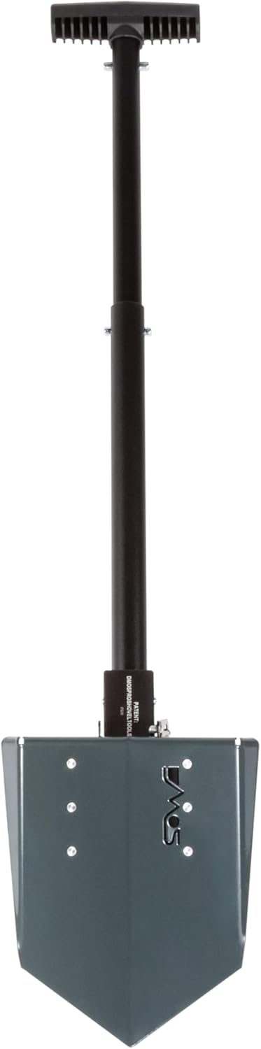 DMOS Delta Shovel - Collapsible Heavy-Duty Steel Folding Shovel for Camping, Overlanding, Survival, Military, Hunting, & Off-Road Use - Agate Grey - Compact