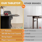 63" Large Oval Corners Dining Table for 4 6, Black | Rounded Corners Metal Frame Grooved Pedestal Base Modern Rectangle Kitchen Dinner Dining Table Wood-Patterned Surface