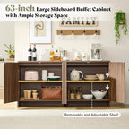 AMERLIFE 63" Fluted Sideboard Buffet Cabinet with Storage