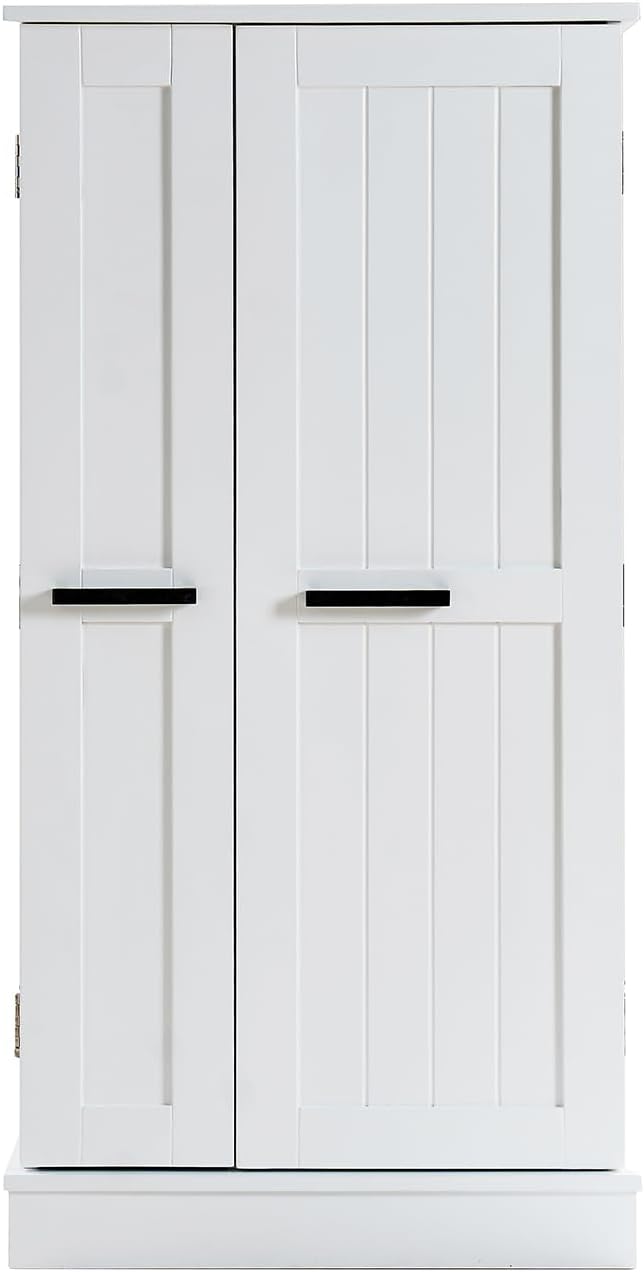 Small Kitchen Pantry Cabinet,White Storage Cabinet Dining Room,Small Food Pantry Cabinet with Doors & Adjustable Shelves,Kitchen cupboards