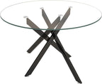 HomVent 47-inch Round Glass Dining Table for 4, Round Glass Kitchen Table with Metal Legs, Circle Dining Room Table for Space-Saving Kitchen Living Room