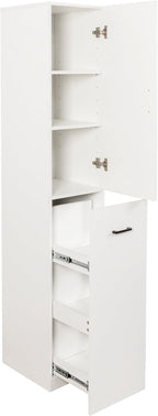 Kitchen Pantry Tall Freestanding Cabinet with 1 Door and 3-Tier Multi-Functional Pull-Out Storage Shelf for Kitchen, Dining Room, Living Room