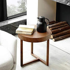 Telephone Table, Round Small Side Table,Sofa Corner end Table,Telephone Solid Wood Side Table,Negotiating Table,Solid Wood Support Legs(Color:Walnut,Size:18.8918.8920.07i